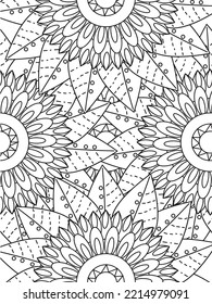 Doodle floral pattern in black and white. A page for coloring book: fascinating and relaxing job for children and adults. 