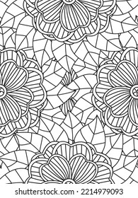 Doodle floral pattern in black and white. A page for coloring book: fascinating and relaxing job for children and adults. 