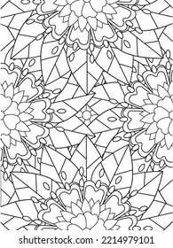Doodle floral pattern in black and white. A page for coloring book: fascinating and relaxing job for children and adults. 