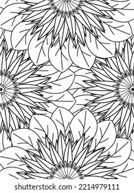 Patrón de Doodle floral en blanco y negro. Una página para el libro de colorear: trabajo fascinante y relajante para niños y adultos. 