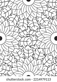 Doodle floral pattern in black and white. A page for coloring book: fascinating and relaxing job for children and adults. 