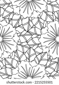 Doodle floral pattern in black and white. A page for coloring book: fascinating and relaxing job for children and adults. 