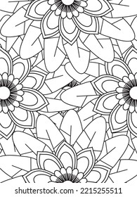 Doodle floral pattern in black and white. A page for coloring book: fascinating and relaxing job for children and adults. 