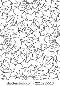 Doodle floral pattern in black and white. A page for coloring book: fascinating and relaxing job for children and adults. 