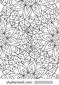 Doodle floral pattern in black and white. A page for coloring book: fascinating and relaxing job for children and adults. 