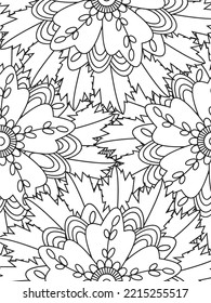 Doodle floral pattern in black and white. A page for coloring book: fascinating and relaxing job for children and adults. 