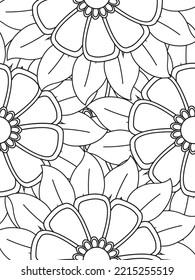 Patrón de Doodle floral en blanco y negro. Una página para el libro de colorear: trabajo fascinante y relajante para niños y adultos. 