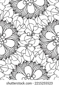 Doodle floral pattern in black and white. A page for coloring book: fascinating and relaxing job for children and adults. 