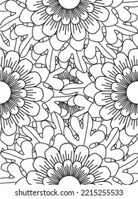 Doodle floral pattern in black and white. A page for coloring book: fascinating and relaxing job for children and adults. 