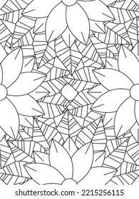 Doodle floral pattern in black and white. A page for coloring book: fascinating and relaxing job for children and adults. 