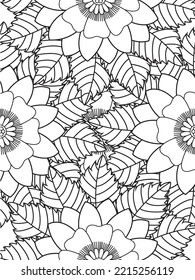 Doodle floral pattern in black and white. A page for coloring book: fascinating and relaxing job for children and adults. 