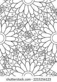 Doodle floral pattern in black and white. A page for coloring book: fascinating and relaxing job for children and adults. 
