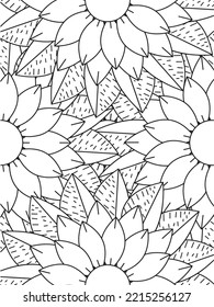 Doodle floral pattern in black and white. A page for coloring book: fascinating and relaxing job for children and adults. 