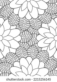 Patrón de Doodle floral en blanco y negro. Una página para el libro de colorear: trabajo fascinante y relajante para niños y adultos. 