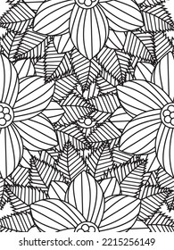 Doodle floral pattern in black and white. A page for coloring book: fascinating and relaxing job for children and adults. 