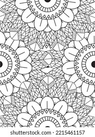 Doodle floral pattern in black and white. A page for coloring book: fascinating and relaxing job for children and adults. 