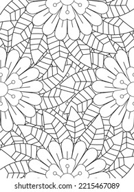 Doodle Blumenmuster auf Schwarz-Weiß. Eine Seite für das Farbbuch: faszinierende und entspannende Arbeit für Kinder und Erwachsene. 