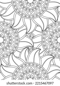 Patrón de Doodle floral en blanco y negro. Una página para el libro de colorear: trabajo fascinante y relajante para niños y adultos. 
