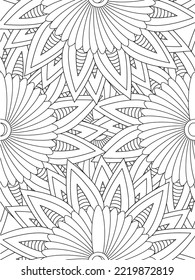 Doodle floral pattern in black and white. flower coloring page for adult and kids.