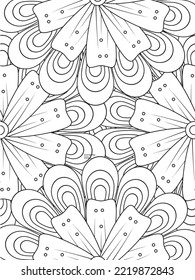 Doodle floral pattern in black and white. flower coloring page for adult and kids.