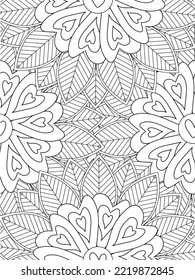 Doodle floral pattern in black and white. flower coloring page for adult and kids.