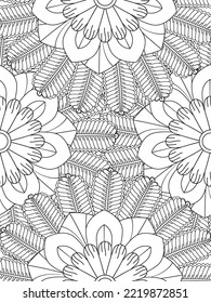 Doodle floral pattern in black and white. flower coloring page for adult and kids.