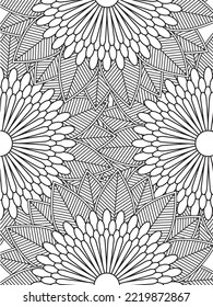 Doodle floral pattern in black and white. flower coloring page for adult and kids.