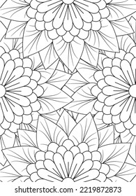 Patrón de Doodle floral en blanco y negro. página de color de flores para adultos y niños.