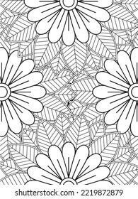 Doodle floral pattern in black and white. flower coloring page for adult and kids.