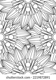 Doodle floral pattern in black and white. flower coloring page for adult and kids.