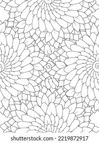 Doodle floral pattern in black and white. flower coloring page for adult and kids.