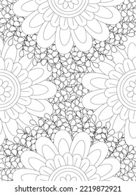Patrón de Doodle floral en blanco y negro. página de color de flores para adultos y niños.