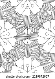 Doodle floral pattern in black and white. flower coloring page for adult and kids.