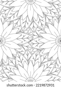 Doodle floral pattern in black and white. flower coloring page for adult and kids.