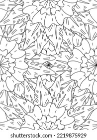 Doodle floral pattern in black and white. flower coloring page for adult and kids.