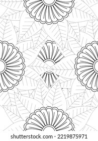 Doodle floral pattern in black and white. flower coloring page for adult and kids.