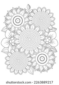 Patrón de Doodle floral en blanco y negro. Página para el libro de colorear: trabajo muy interesante y relajante para niños y adultos.