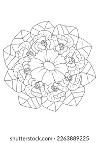 Doodle floral pattern in black and white. Page for coloring book: very interesting and relaxing job for children and adults.