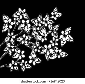 Doodle floral pattern in black and white. Page for coloring book: very interesting and relaxing job for children and adults. Zentangle drawing. Flower carpet in magic garden