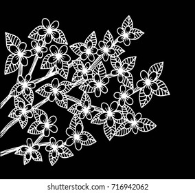 Doodle floral pattern in black and white. Page for coloring book: very interesting and relaxing job for children and adults. Zentangle drawing. Flower carpet in magic garden