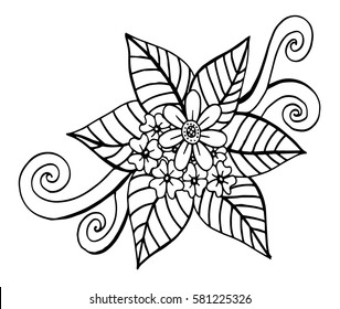 Doodle floral pattern. Page for coloring book: very interesting and relaxing job for children and adults.