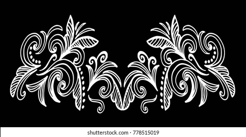 Doodle floral pattern. Page for coloring book: very interesting and relaxing job for children and adults. Zentangle drawing. Flower carpet in magic garden