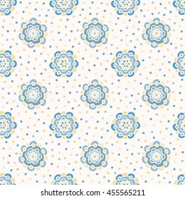 Doodle floral pattern. Seamless boho background. Beautiful pastel wallpaper. Vector illustration.
