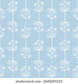 Doodle floral print. Primitive minimalist vector seamless pattern. Delicate flowers in boho style.