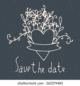 doodle floral save the date card