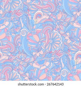 Doodle floral seamless pattern