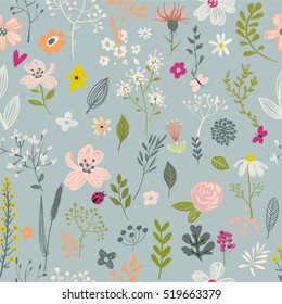 doodle floral seamless pattern