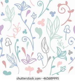 Doodle floral seamless pattern. Beautiful pattern with floral ornament for design of cards, notebook covers, children design and other. 