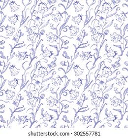 Doodle floral seamless pattern with butterfly