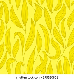 Doodle floral seamless pattern in gold colors